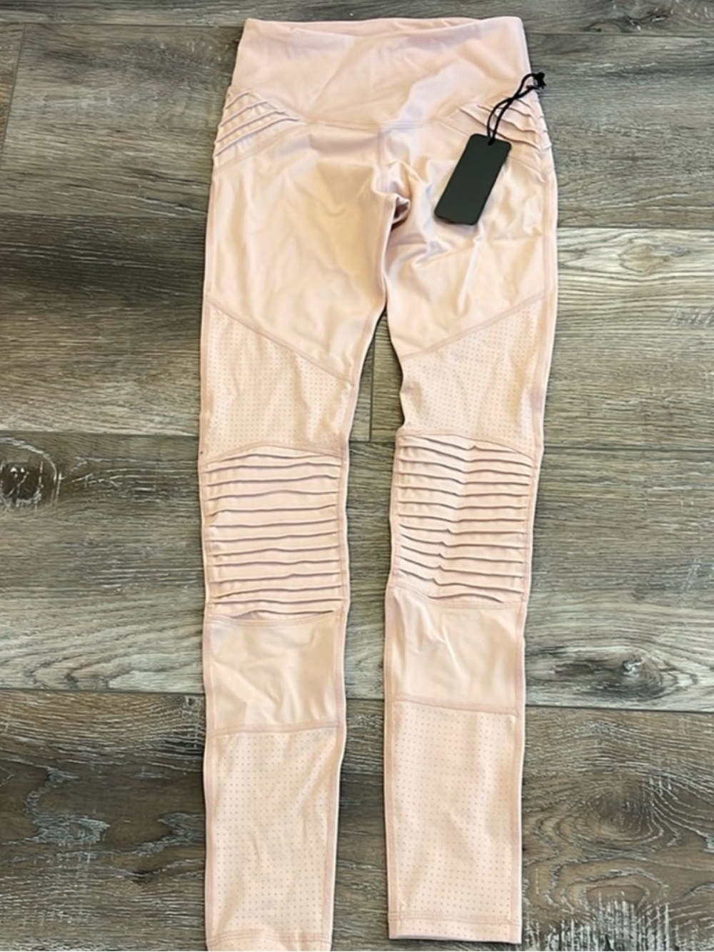 L’URV Blush Moto Leggings XS Nude Pink Mesh Panel Activewear - Picture 5 of 9
